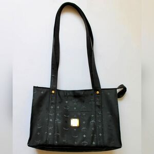 MCM Visetos Black Shopper Tote
